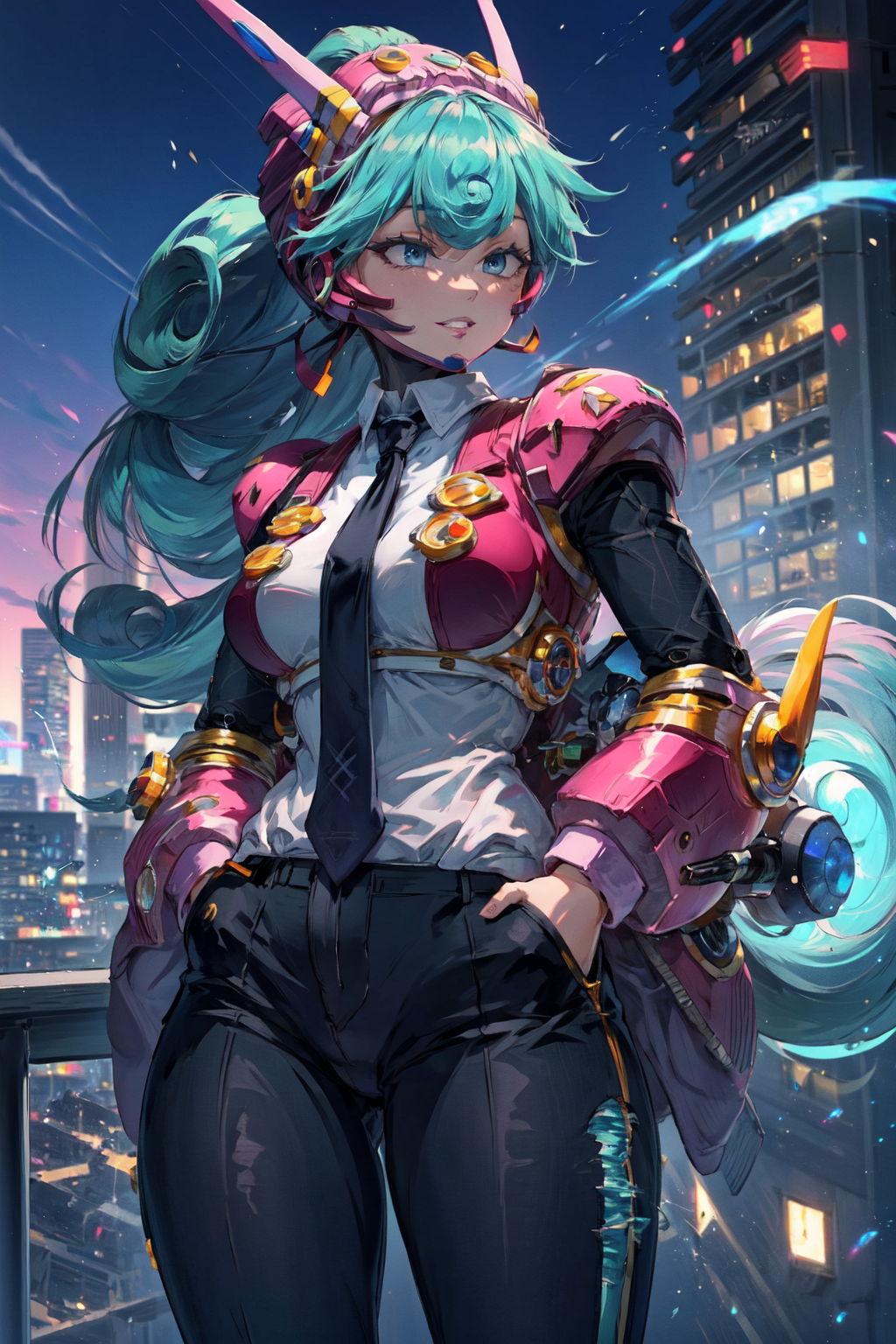 00122-1844377115-masterpiece,best quality,1girl,solo,marino_megamanx,green hair,blue eyes,ponytail,very long hair,curly hair,android,pink helmet,.png